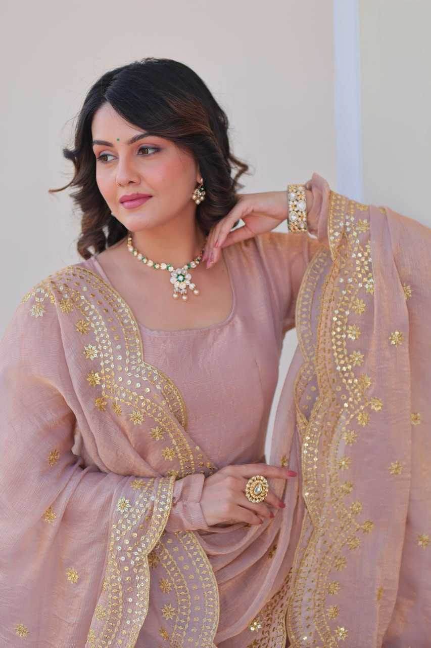 Chiffon Full Sleeve Gown With Dupatta - MYLUXURY LANE ENTERPRISE